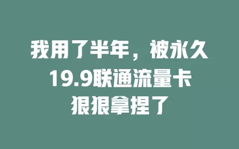 我用了半年，被永久19.9联通流量卡狠狠拿捏了