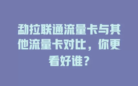 勐拉联通流量卡与其他流量卡对比，你更看好谁？