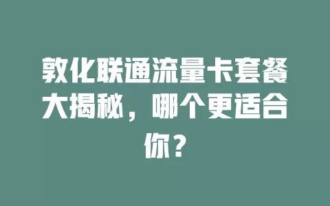 敦化联通流量卡套餐大揭秘，哪个更适合你？