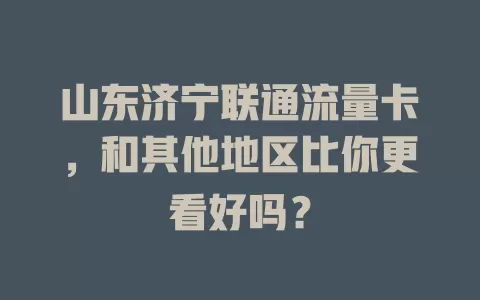 山东济宁联通流量卡，和其他地区比你更看好吗？