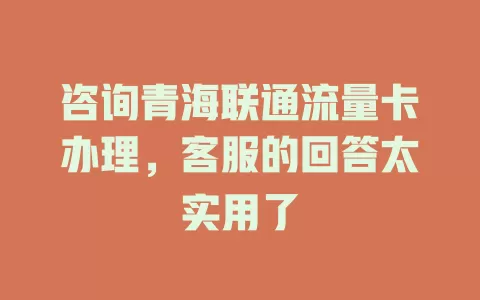 咨询青海联通流量卡办理，客服的回答太实用了