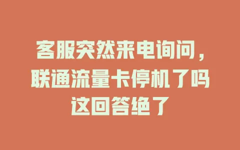 客服突然来电询问，联通流量卡停机了吗这回答绝了