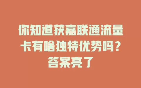 你知道获嘉联通流量卡有啥独特优势吗？答案亮了