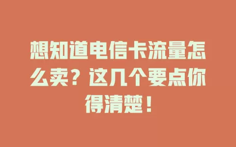 想知道电信卡流量怎么卖？这几个要点你得清楚！