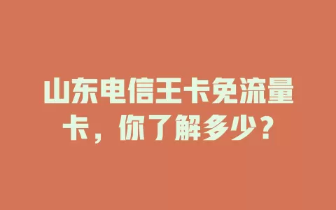 山东电信王卡免流量卡，你了解多少？