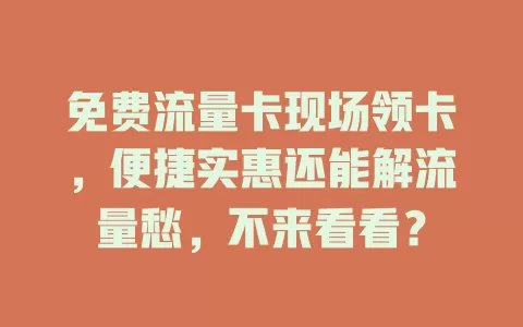免费流量卡现场领卡，便捷实惠还能解流量愁，不来看看？