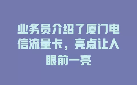 业务员介绍了厦门电信流量卡，亮点让人眼前一亮