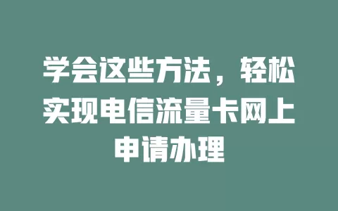 学会这些方法，轻松实现电信流量卡网上申请办理