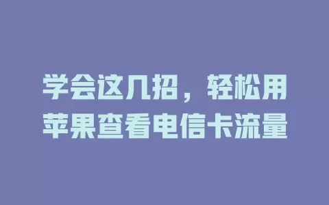 学会这几招，轻松用苹果查看电信卡流量