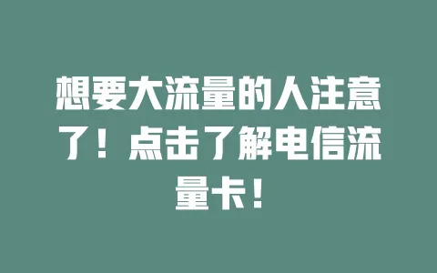 想要大流量的人注意了！点击了解电信流量卡！