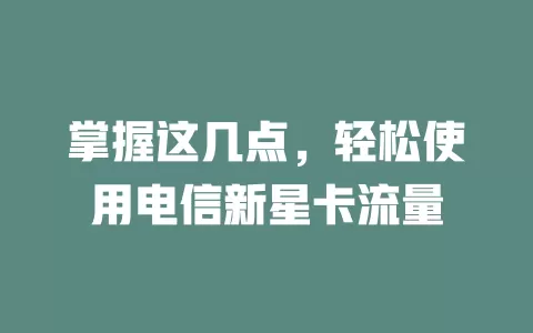 掌握这几点，轻松使用电信新星卡流量