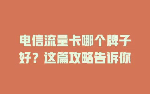 电信流量卡哪个牌子好？这篇攻略告诉你
