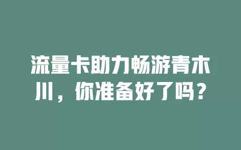 流量卡助力畅游青木川，你准备好了吗？
