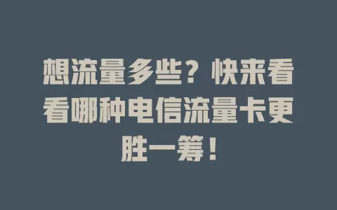 想流量多些？快来看看哪种电信流量卡更胜一筹！