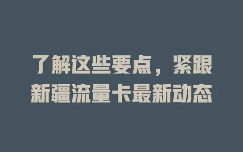 了解这些要点，紧跟新疆流量卡最新动态