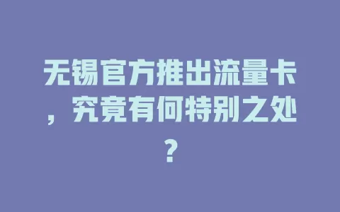 无锡官方推出流量卡，究竟有何特别之处？