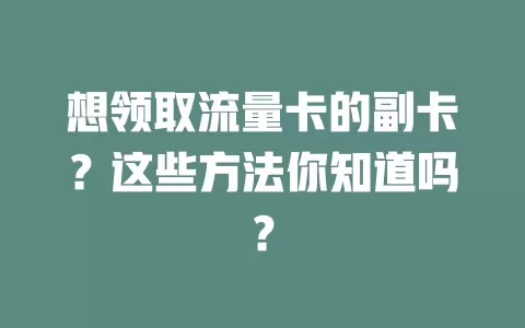 想领取流量卡的副卡？这些方法你知道吗？
