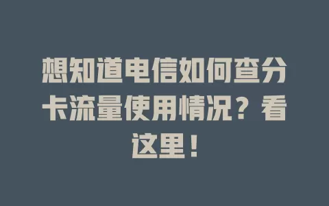 想知道电信如何查分卡流量使用情况？看这里！