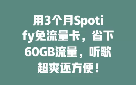 用3个月Spotify免流量卡，省下60GB流量，听歌超爽还方便！