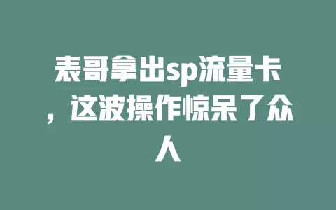 表哥拿出sp流量卡，这波操作惊呆了众人