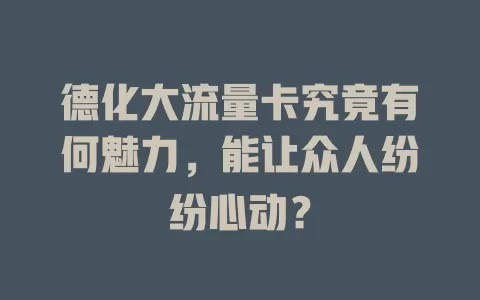 德化大流量卡究竟有何魅力，能让众人纷纷心动？