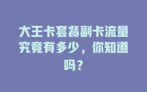 大王卡套餐副卡流量究竟有多少，你知道吗？