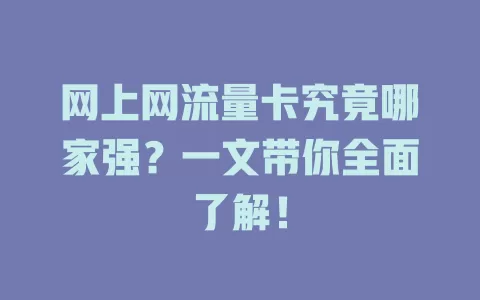 网上网流量卡究竟哪家强？一文带你全面了解！