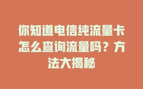 你知道电信纯流量卡怎么查询流量吗？方法大揭秘