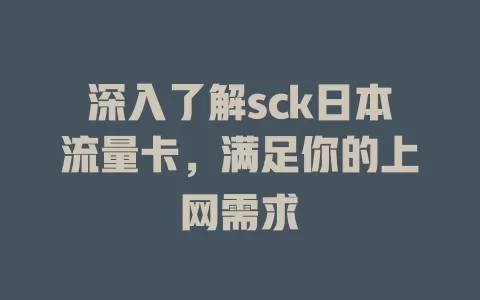 深入了解sck日本流量卡，满足你的上网需求
