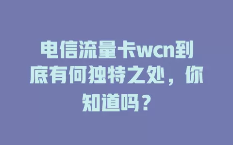 电信流量卡wcn到底有何独特之处，你知道吗？