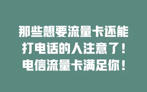 那些想要流量卡还能打电话的人注意了！电信流量卡满足你！