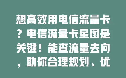想高效用电信流量卡？电信流量卡星图是关键！能查流量去向，助你合理规划、优化习惯，避免超量省钱，让卡发挥最大价值！
