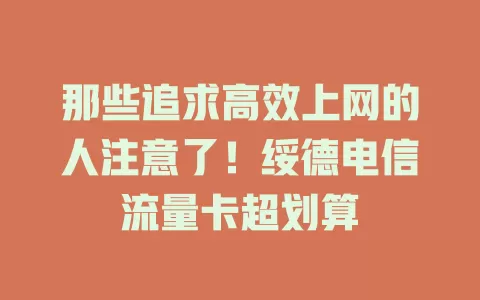 那些追求高效上网的人注意了！绥德电信流量卡超划算
