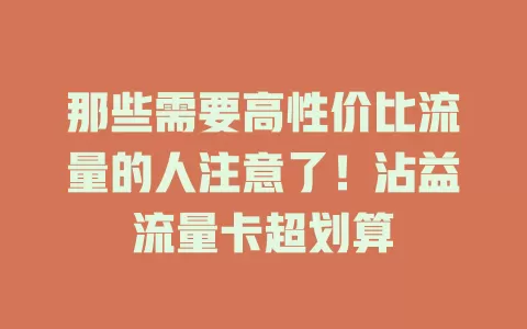 那些需要高性价比流量的人注意了！沾益流量卡超划算