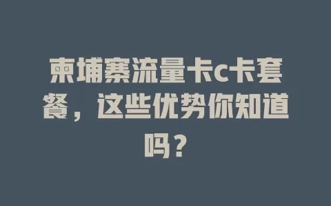柬埔寨流量卡c卡套餐，这些优势你知道吗？