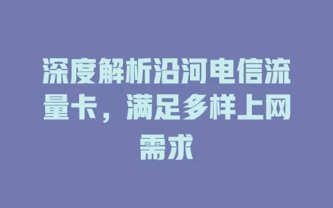 深度解析沿河电信流量卡，满足多样上网需求
