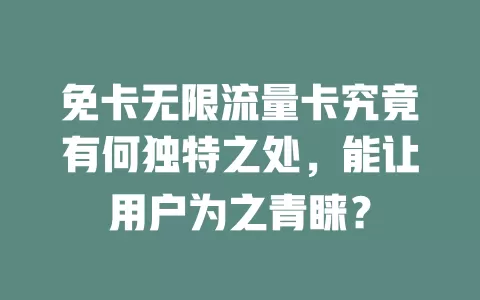 免卡无限流量卡究竟有何独特之处，能让用户为之青睐？