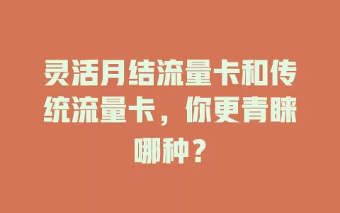 灵活月结流量卡和传统流量卡，你更青睐哪种？