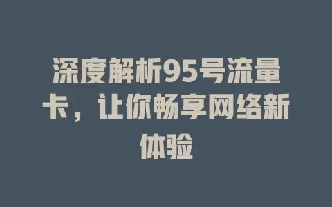 深度解析95号流量卡，让你畅享网络新体验