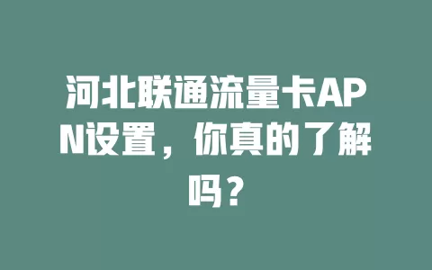 河北联通流量卡APN设置，你真的了解吗？