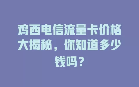 鸡西电信流量卡价格大揭秘，你知道多少钱吗？