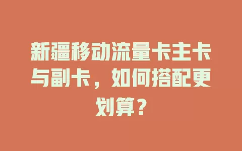 新疆移动流量卡主卡与副卡，如何搭配更划算？
