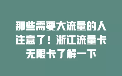 那些需要大流量的人注意了！浙江流量卡无限卡了解一下