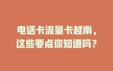 电话卡流量卡越南，这些要点你知道吗？