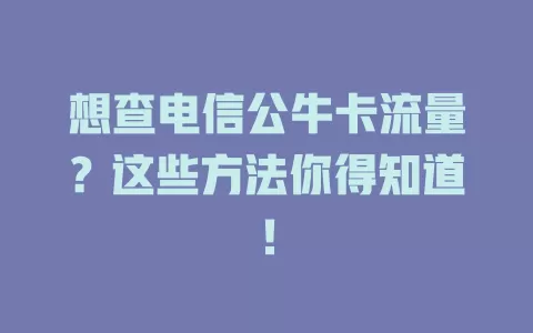 想查电信公牛卡流量？这些方法你得知道！