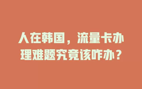 人在韩国，流量卡办理难题究竟该咋办？