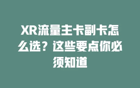 XR流量主卡副卡怎么选？这些要点你必须知道