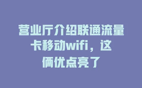 营业厅介绍联通流量卡移动wifi，这俩优点亮了