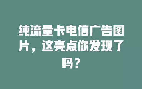 纯流量卡电信广告图片，这亮点你发现了吗？