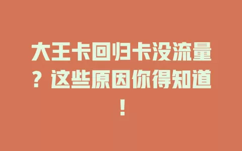 大王卡回归卡没流量？这些原因你得知道！